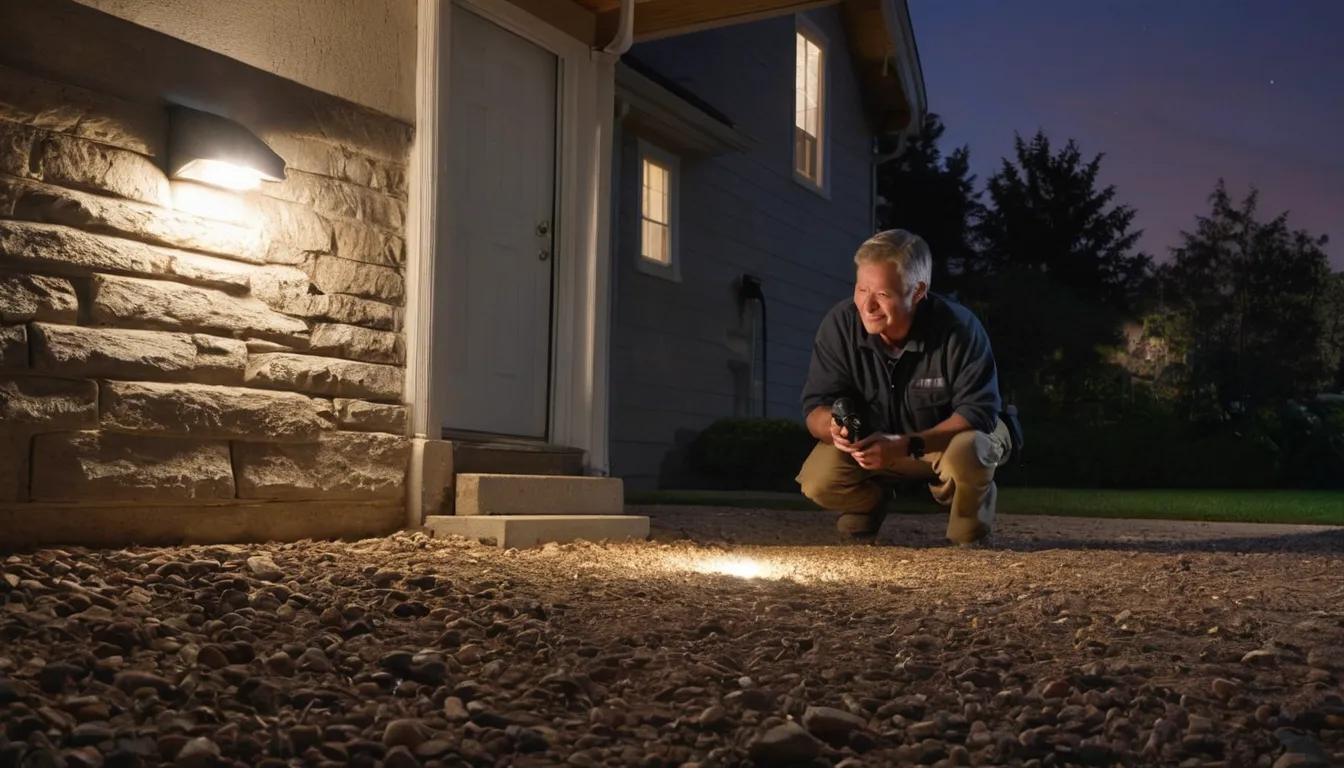 A provider inspecting a stone foundation wall in a basement in the Shippingport area